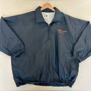 90’s Vintage “ROADWAY EXPRESS DALLAS TEXAS” Black Windbreaker w/side zipper coat